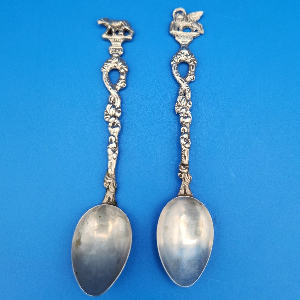 Vintage Italian Demitasse Souvenir Spoons - Winged Lion and Capitoline Wolf